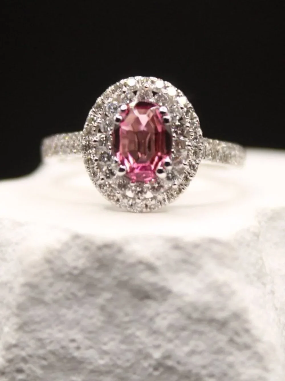 Tourmaline Diamond Halo Ring